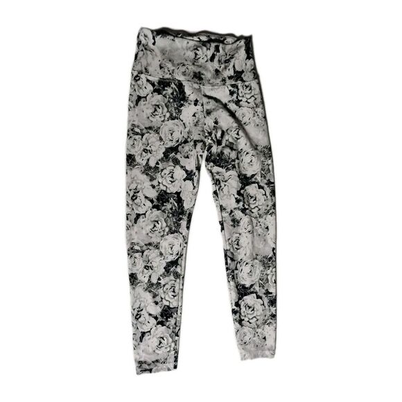 Balance Collection Women's Black & White‎ Rose Floral Print Leggings Size M Yoga - Picture 1 of 6